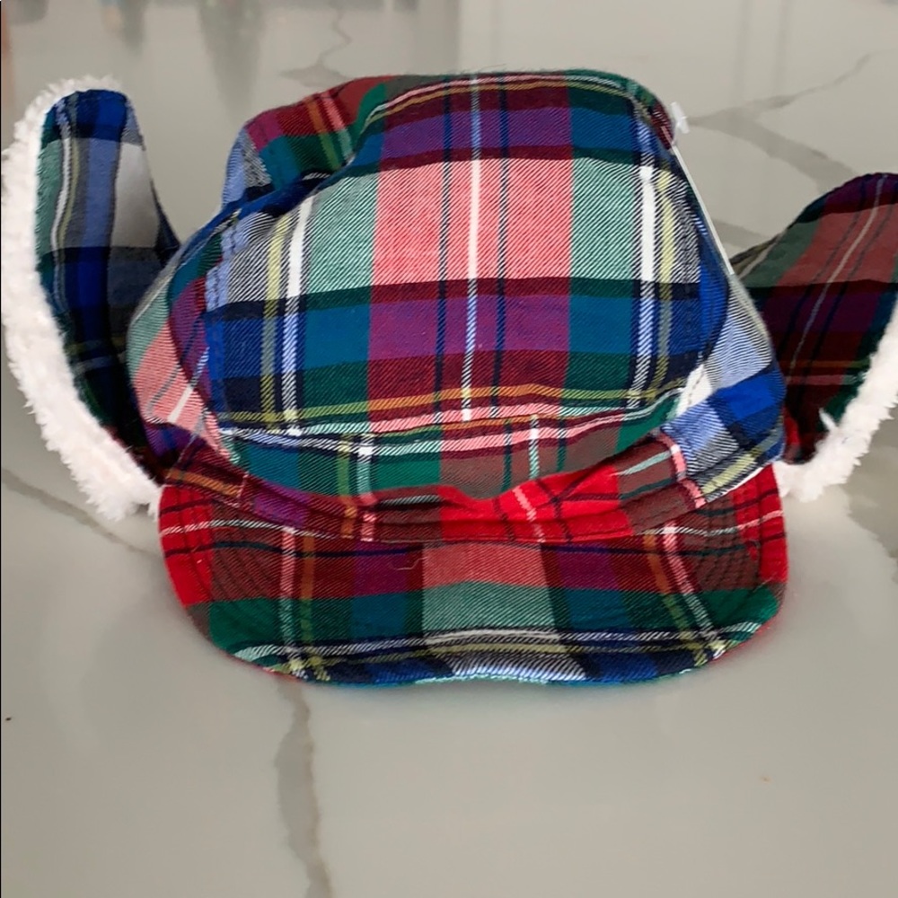 Gap Plaid Sherpa lined hat. 12-18 mo